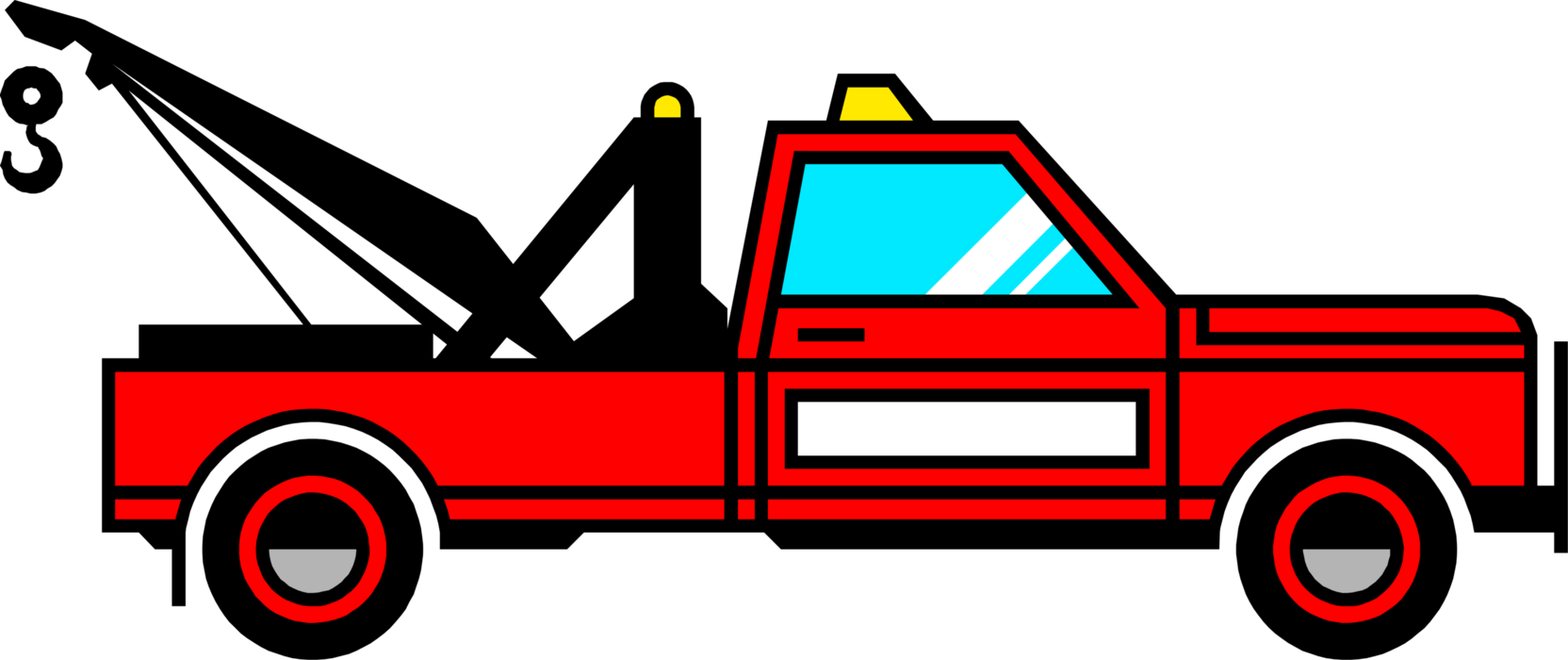 Vector Illustration Of Tow Truck Wrecker Recovery Vehicle - Tow Truck Png Vector (1664x700), Png Download