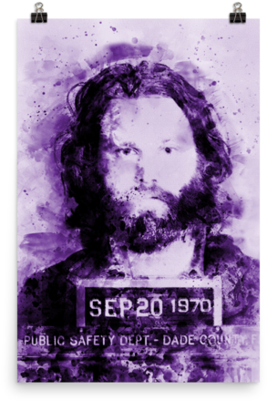 Jim Morrison Mugshot Watercolor Poster - Watercolor Painting (500x500), Png Download