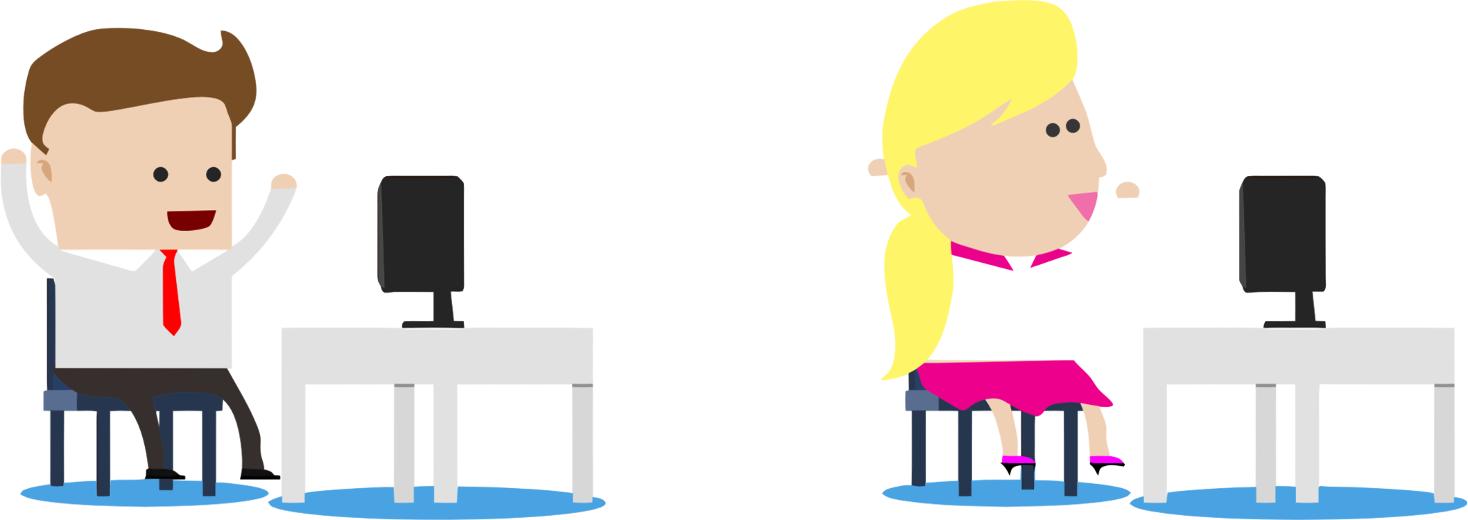 Office Laborer Workplace Civil Servant - Office Worker Cartoon Png (2117x750), Png Download