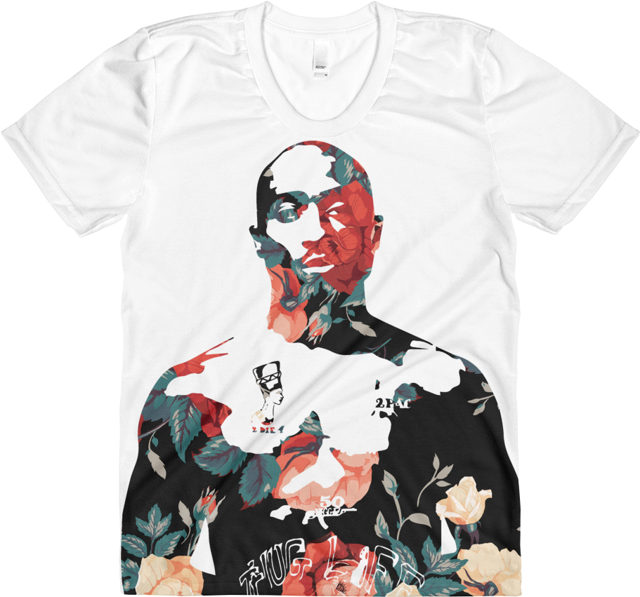Tupac Floral Roses All Over Print Ladies T-shirt - Hachi Floral Print Phone Case - Apple Iphone 6 / 6 (1000x1000), Png Download
