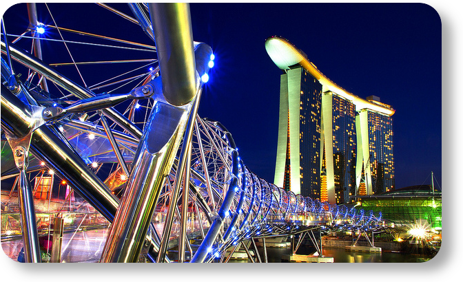 Singapore Is A Bustling Cosmopolitan City Populated - The Helix Bridge (672x410), Png Download