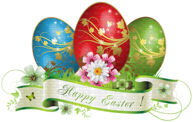 Happy Easter Banner With Text Deco Eggs - Happy Easter Throw Blanket (400x400), Png Download