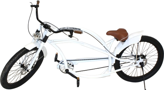 26 Zoll Chopper Fahrrad White Xxl Cruiser Bike American - Cruiser Fahrrad (575x314), Png Download