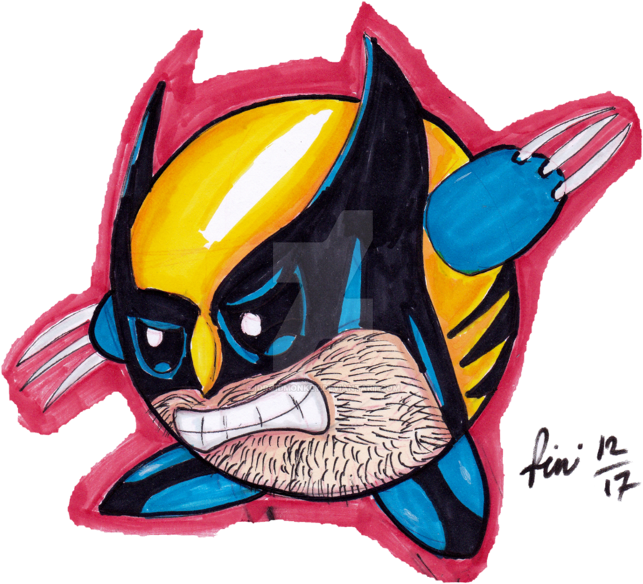 Kirby As Wolverine Speed Drawing Clipart Free Library - Drawing (929x860), Png Download