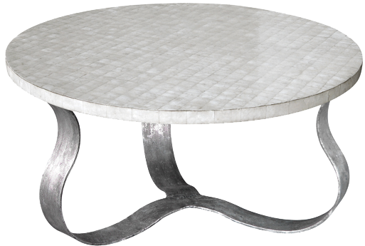 Kathy Kuo Designs Pico Oly White Shell Antique Silver (560x420), Png Download
