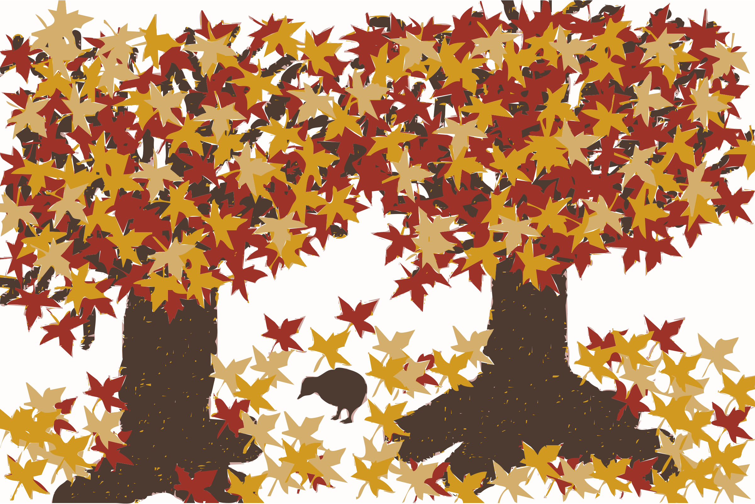 This Free Icons Png Design Of Autumn Trees With A Bird (2400x1604), Png Download