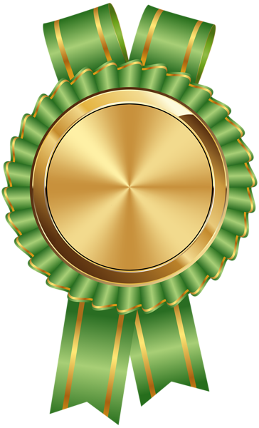 Green Clipart Medal - Gold And Blue Seal Png (364x600), Png Download