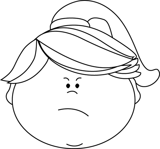 Annoyed Face Mad Face Clipart Black And White Clipartfest - Clipart Black And White Sad (530x493), Png Download