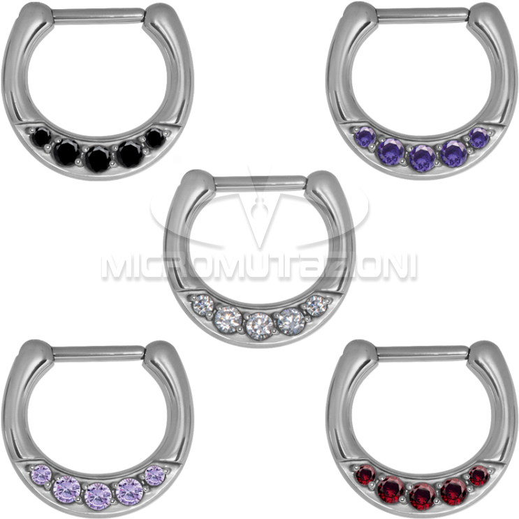Surgical Steel Jewelled Septum Clicker With Cubic Zirconia - Cubic Zirconia (750x750), Png Download