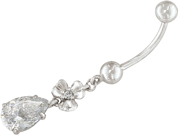 Belly Button Piercing In Silver 925° With Zirconia - Body Piercing (500x500), Png Download