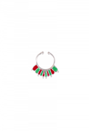 Red-green Silver Plated Nose Ring, Nose Pin - Emblem (300x442), Png Download