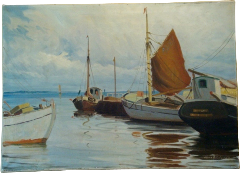 Fine Art Wonderful Dutch Nautical Scene Hand Painted - Oil Painting (1004x1004), Png Download
