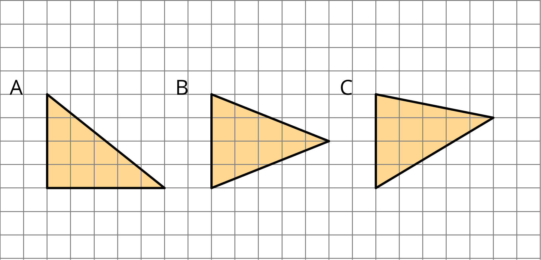 Three Triangles Labeled A, B, And C - Shape (1800x867), Png Download