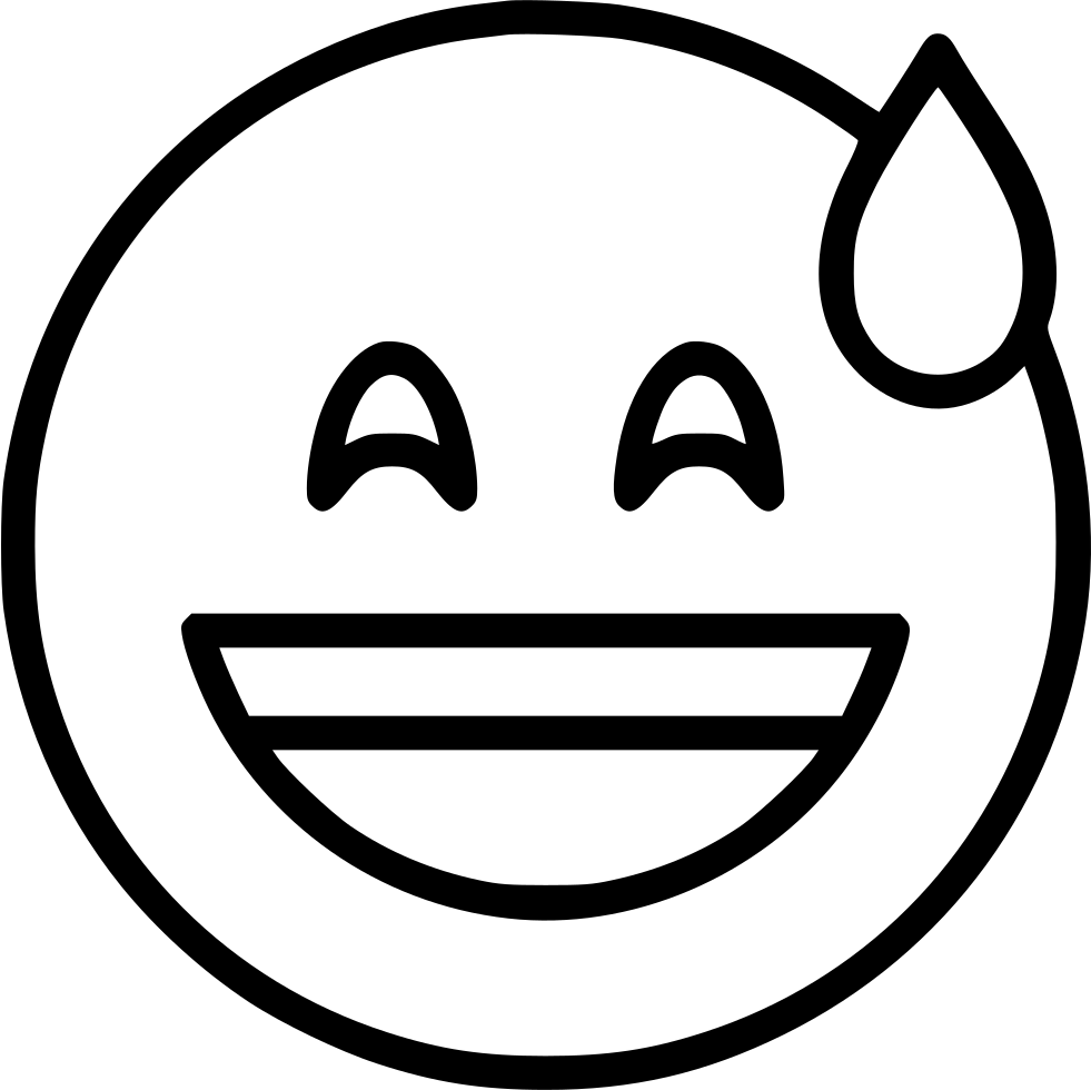 Smiling With Open Mouth And Cold Sweat Svg Png Icon - Smile Outline (981x980), Png Download