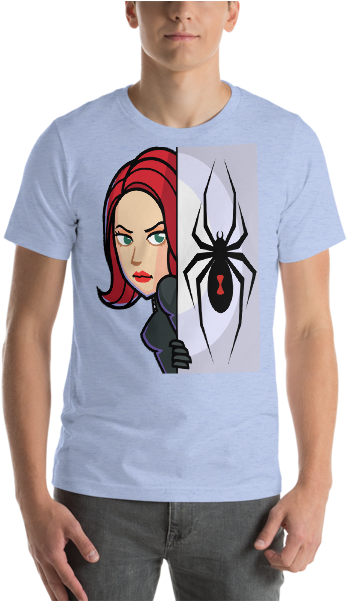 Black Widow Sexy Red Hair Marvel The Avengers Cartoon - T-shirt (600x600), Png Download