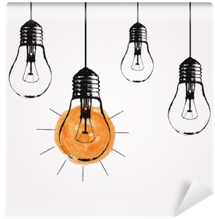 Vector Grunge Illustration With Hanging Light Bulbs - Illustration (400x400), Png Download