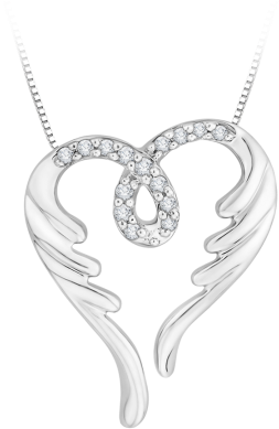 10k White Gold Diamond Heart Pendant With Chain Ph0168t-09w - Necklace (450x450), Png Download