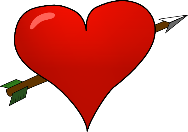 Valentine Heart Arrow Clip Art At Clker - Valentines Heart With Arrow (600x423), Png Download