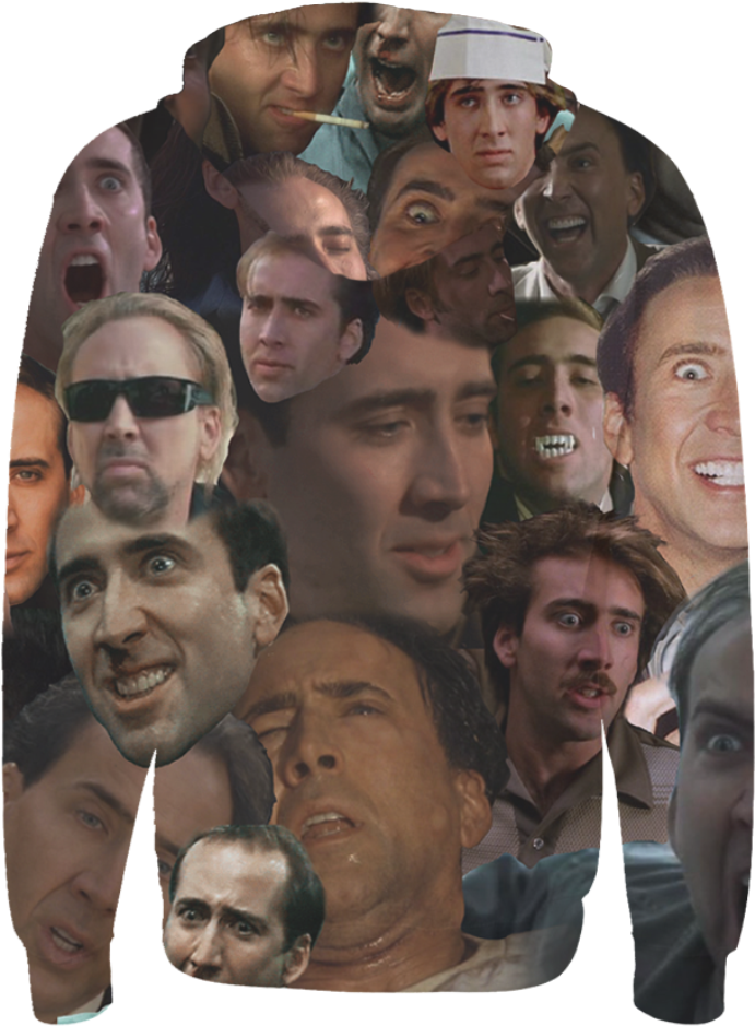 Cage Face Zip Up Hoodie - Hoodie (860x1126), Png Download