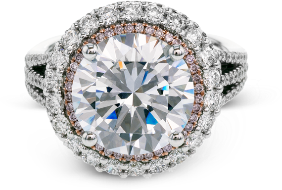 18k White & Rose Gold Engagement Ring - Simon G Pink Diamond Engagement Ring (600x600), Png Download