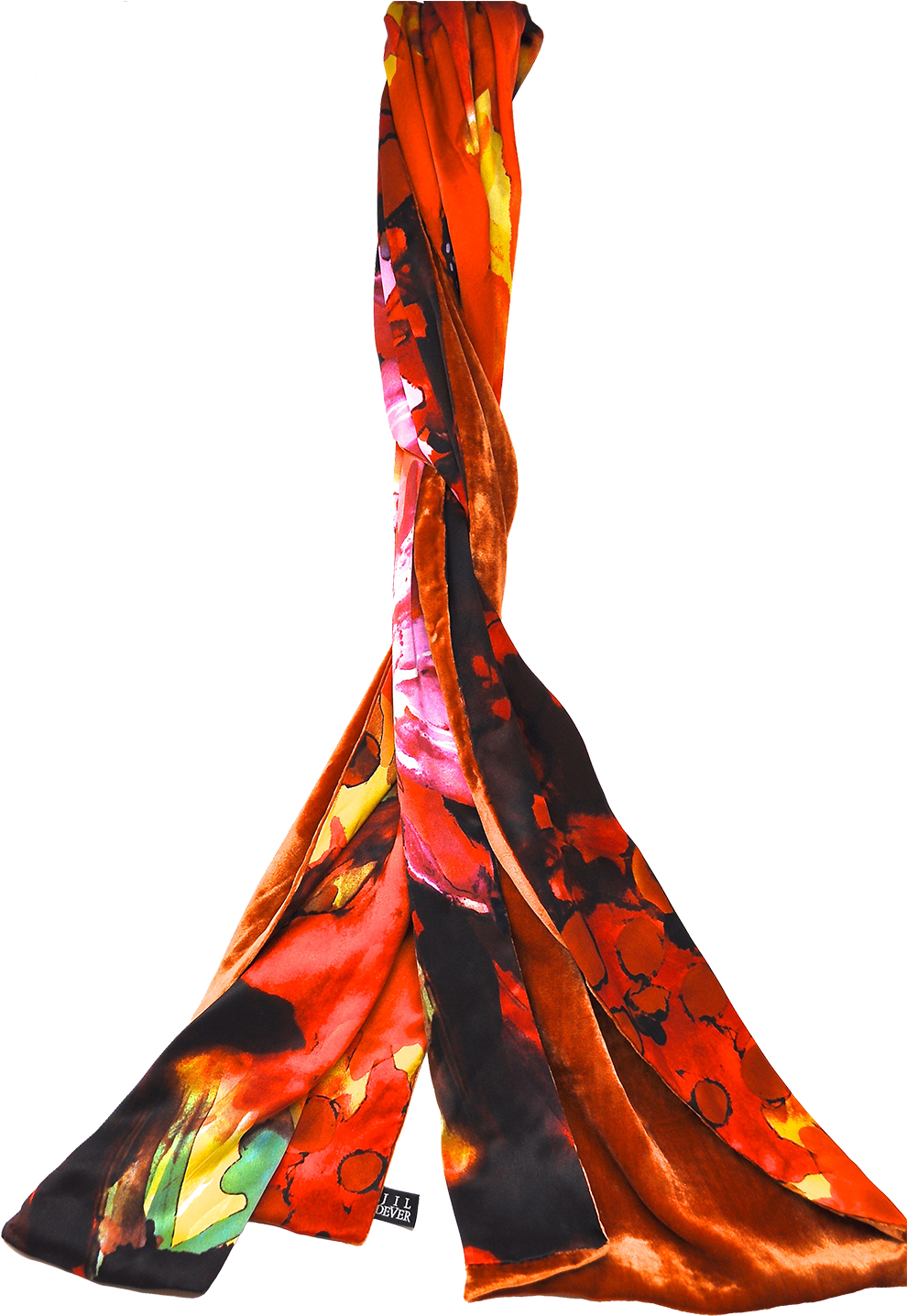 Lovejoy Oblong Scarf In Caramel Velvet & Floral Silk (1000x1506), Png Download