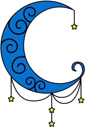 Moon With Dangling Stars (450x450), Png Download