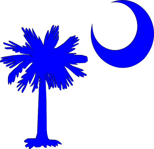 Sc Palmetto Tree Blue Right Side Moon Svg Clip Arts (600x578), Png Download