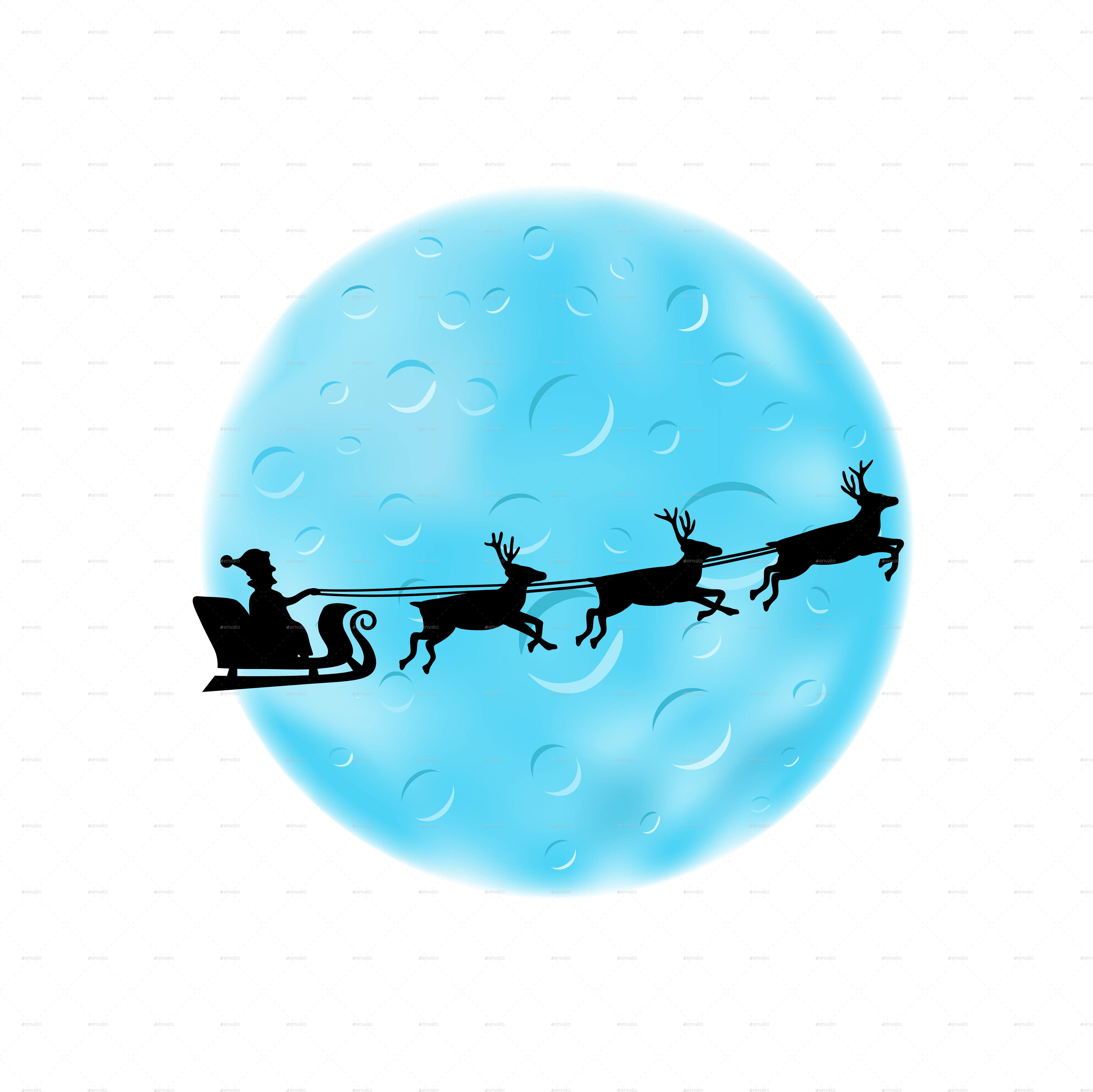 Blue Moon And Flying Santa (4961x4961), Png Download