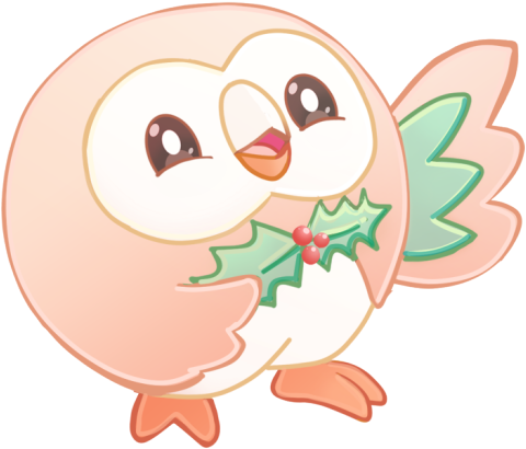 Christmas Rowlet - Totodile (640x539), Png Download