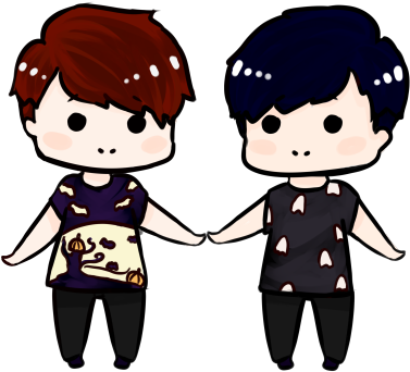 Chibi Dan And Phil - Dan And Phil (500x417), Png Download