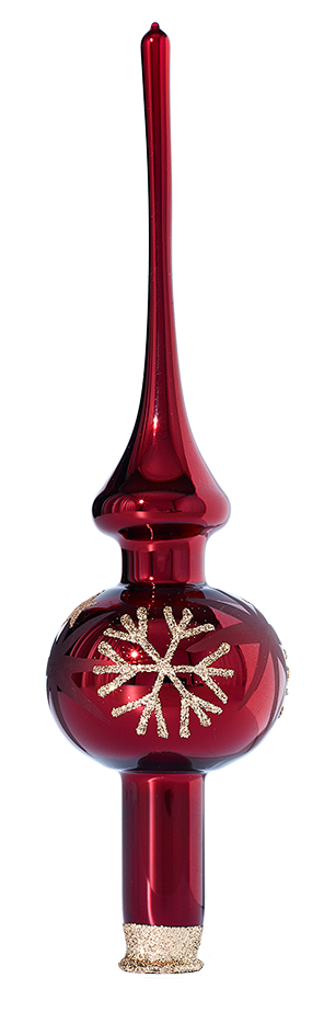 Tree Top Red With Golden Stars And Flakes - Red (1000x1000), Png Download