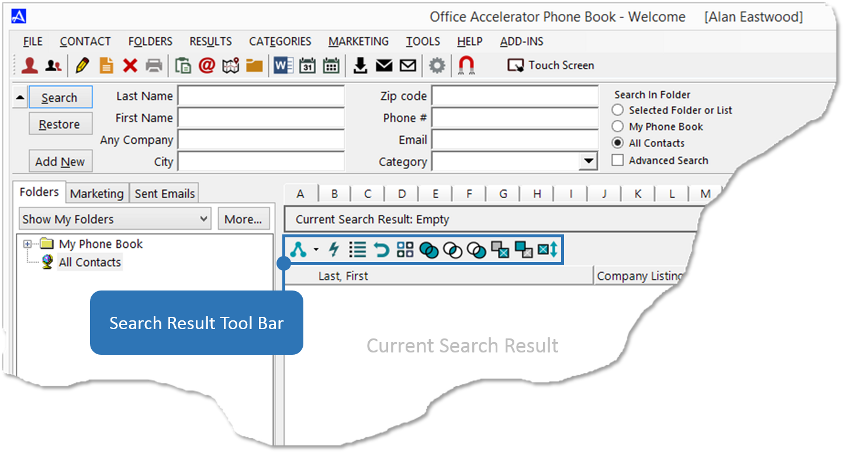 Office Accelerator Phone Book Main Tool Bar - Company (844x453), Png Download