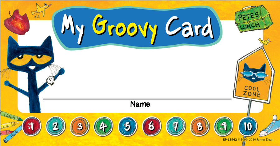 Tcr63942 Pete The Cat My Groovy Punch Cards Image - Pete The Cat Labels (900x900), Png Download