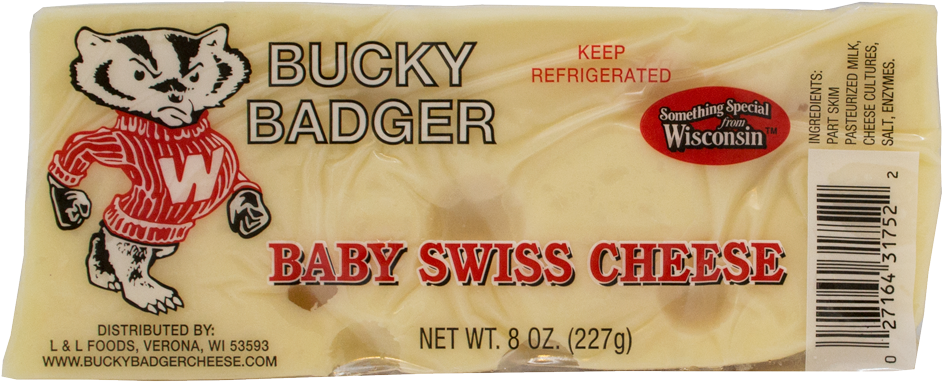 Bucky Badger Exact Weight Baby Swiss Cheese - Bucky Badger Diamond Marble Cheese (1000x1000), Png Download