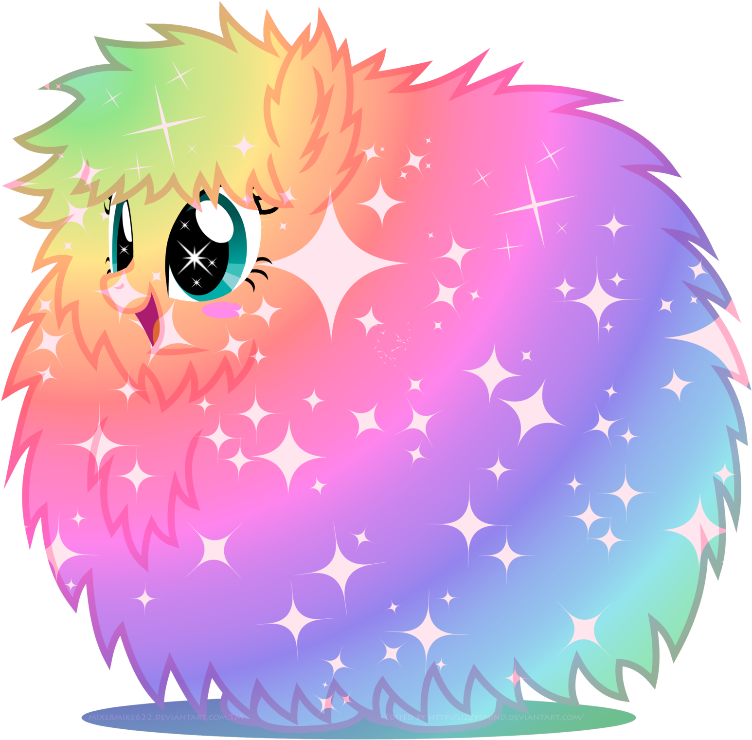 Rainbow Power Fluffle Puff By Lizzysmind - Pink Fluffy Unicorn (1600x1600), Png Download
