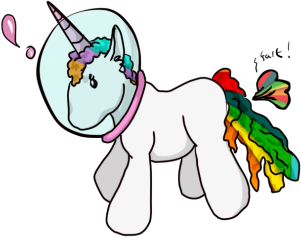 Space Unicorn With Rainbow Gas By Zer - Unicorn Animation (894x894), Png Download