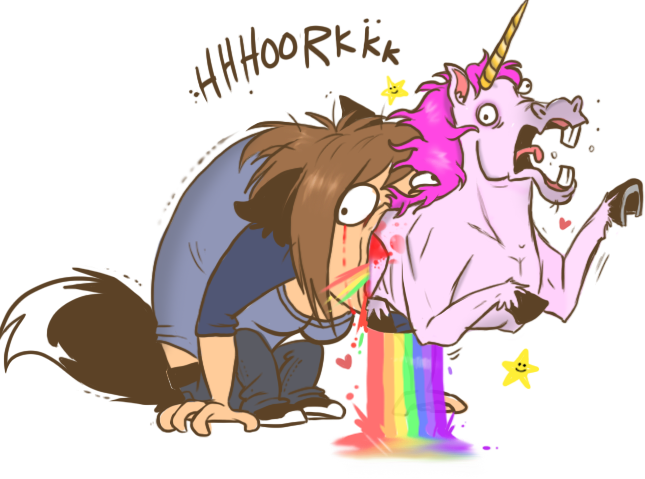 Rainbows And By Pistachiozombie On Deviantart - Rainbow Vomiting Unicorn Mattel (645x479), Png Download