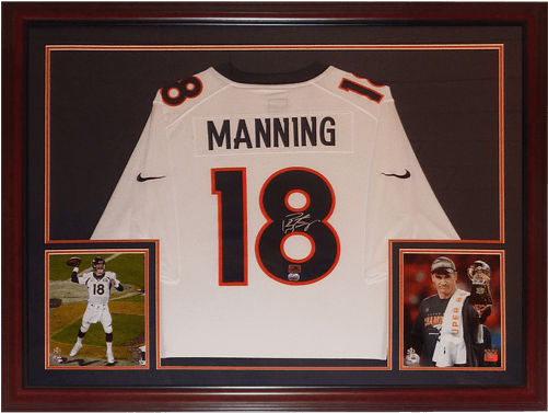 Peyton Manning Autographed Denver Broncos - Peyton Manning Denver Broncos Framed Autographed 8" (500x500), Png Download