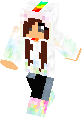 Bright Rainbow Unicorn Girl Skin - Rainbow Unicorn Skin Minecraft (317x453), Png Download