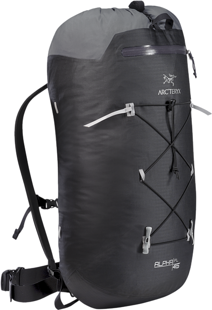 Ultralight, Durable, Highly Weather Resistant Climbing - Arc'teryx Alpha Fl 45 Backpack - Black (450x625), Png Download