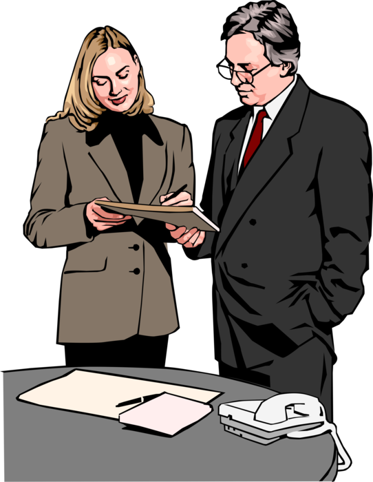 Vector Illustration Of Businesswoman And Man Standing - Businessperson (542x700), Png Download