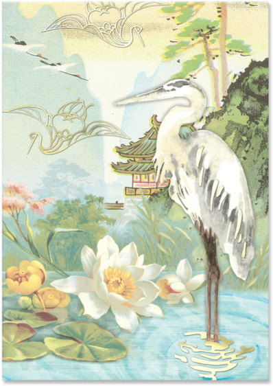 Crane Pond Pouch Note Cards - Painting (600x600), Png Download