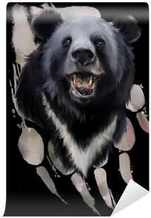 Head Of A Black Bear Watercolor Painting Wall Mural - Watercolor Painting (400x400), Png Download