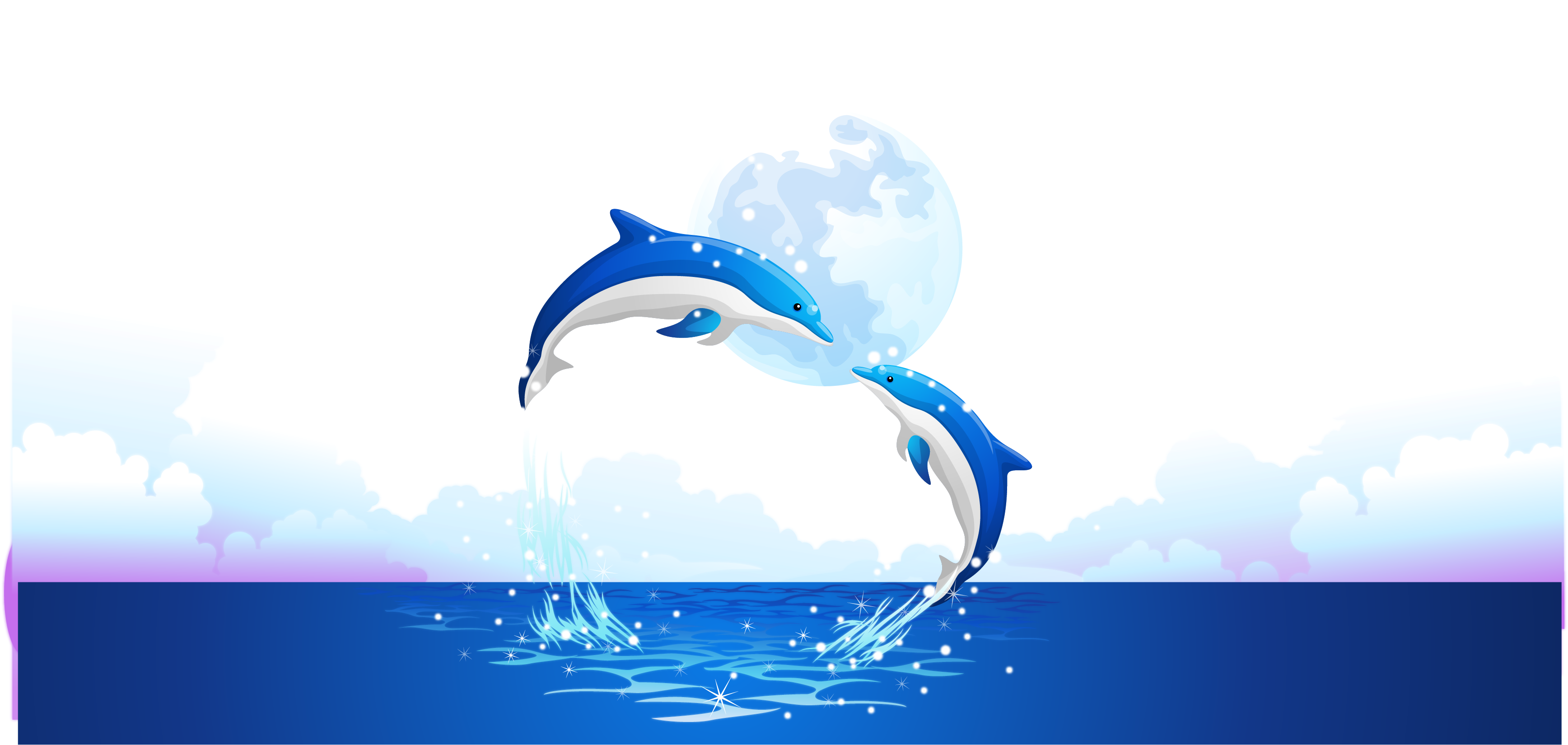 Dolphin Transparent Water Png - Woor 48 X 72 Inches Dolphin Fabric Shower Curtain Set (3527x1648), Png Download