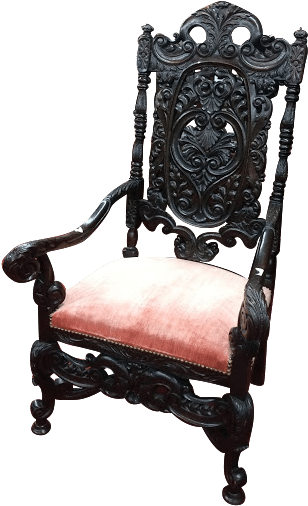 Antique Gothic Pierced Carved Highback Chair - Chair (460x613), Png Download