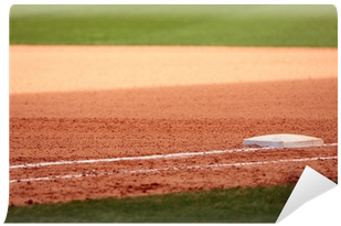 First Base Featured In Empty Baseball Field Wall Mural - Baseball Field (400x400), Png Download