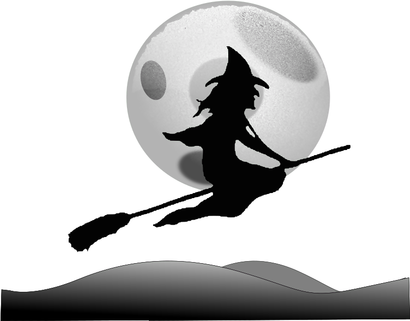 Halloween - Witch Flying Over The Moon (800x682), Png Download