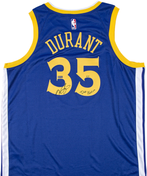 Kevin Durant Playera Firmada Blue Golden State Warriors - Kevin Durant Jersey Number (350x380), Png Download