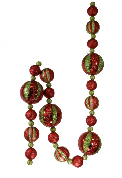 Red And Green Ornament Garland - Red (400x600), Png Download