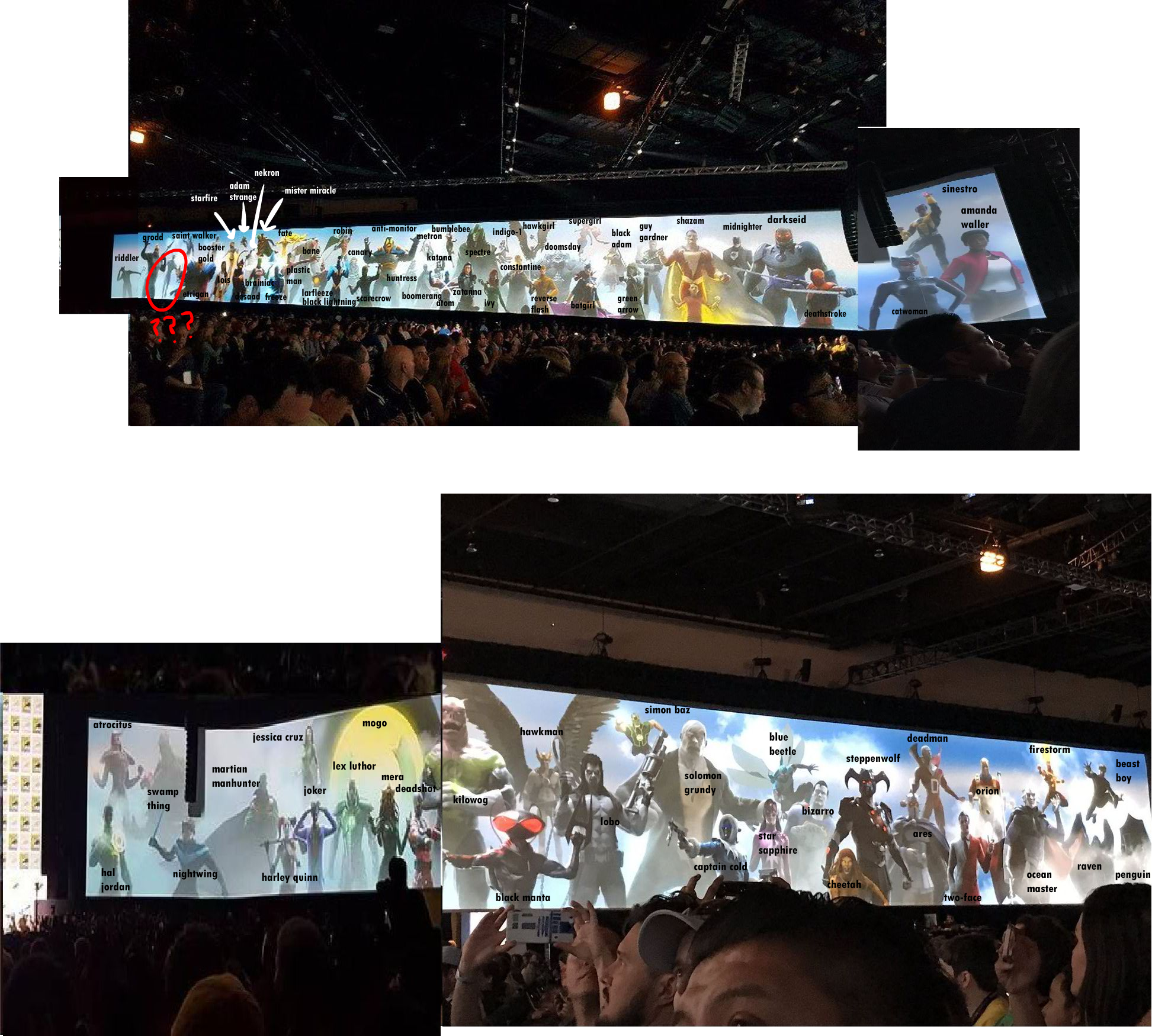 I Was Able To Piece Together The Full Character Banner - Dc Films Intro Characters (1945x1750), Png Download